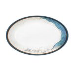 BNOV - DECOR OVAL MELAMINE PLATTER WHITE/BLUE 50.6 x 32.5 x 4 CM