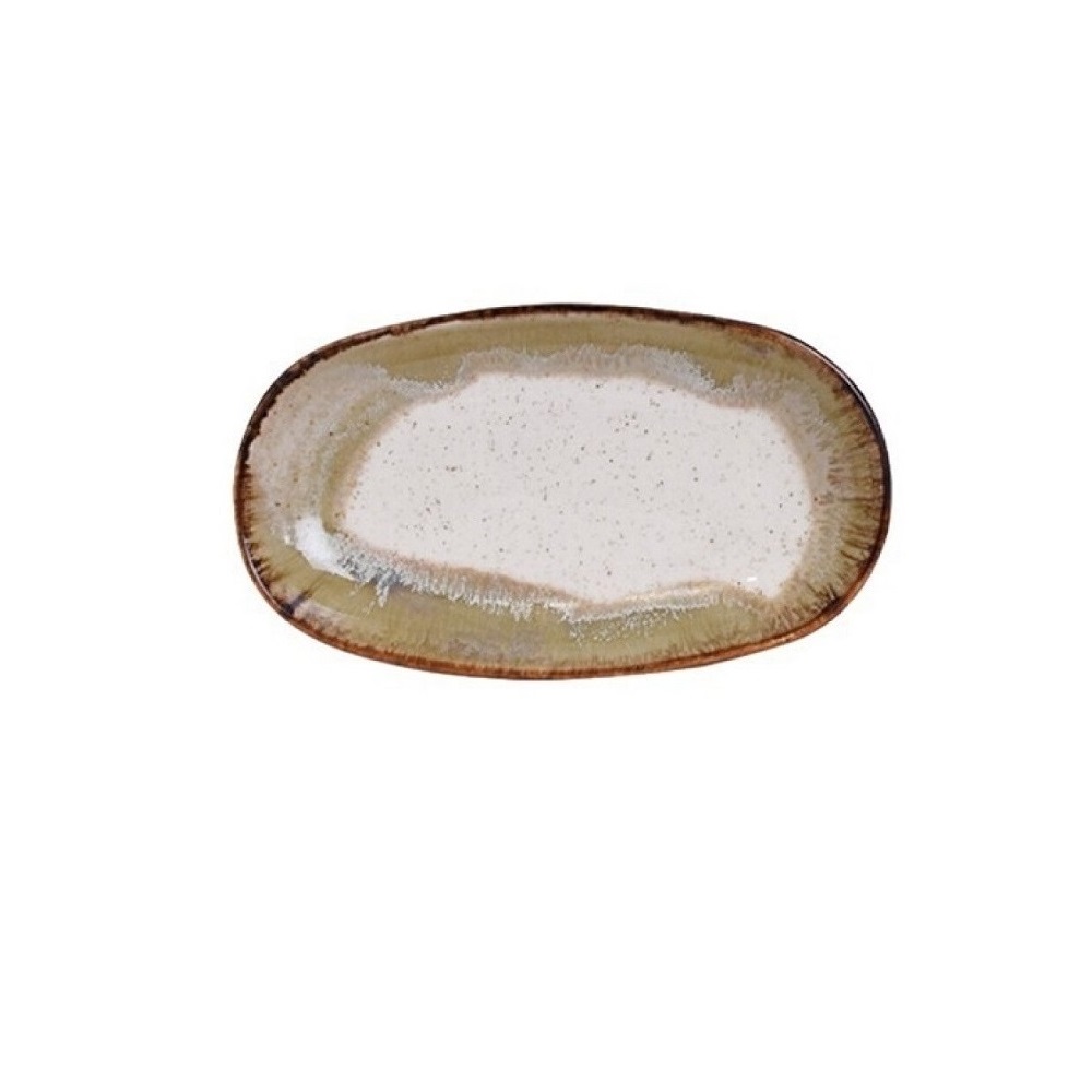 201-0075.jpg COK - CANDEM ORGANIC BEIGE OVAL PLATE 19 x 11 CM - Image 1