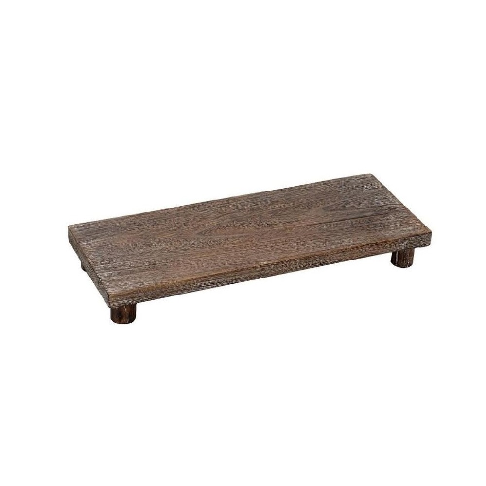 XYP307.jpg ESPIEL - RECTANGULAR WOODEN TRAY BROWN WITH FEET 35 x 13 CM - Image 1