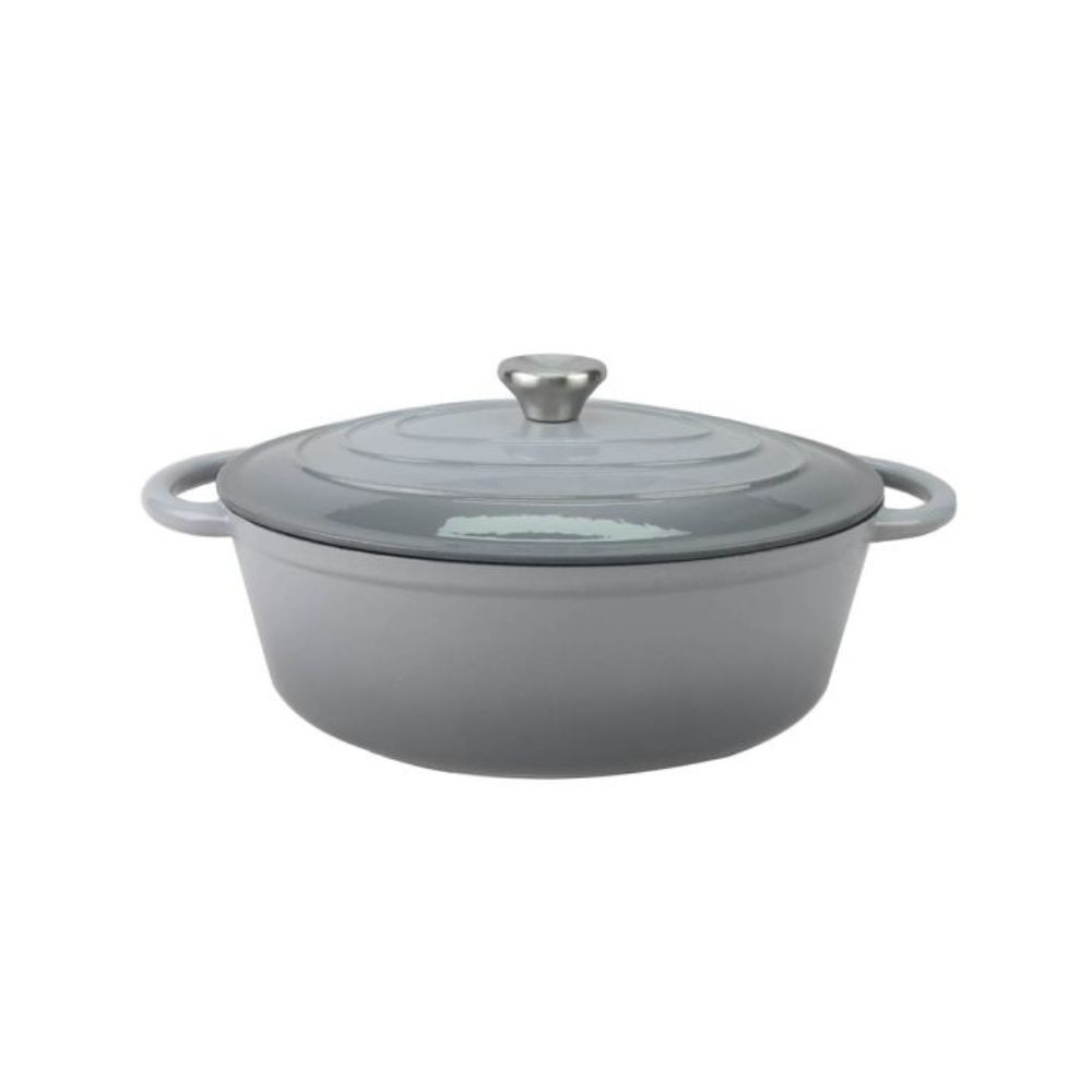 5202305832200.jpg ANKOR - ENAMELED CAST IRON OVAL SAUCE POT GREY 41 x 26 CM - Image 1