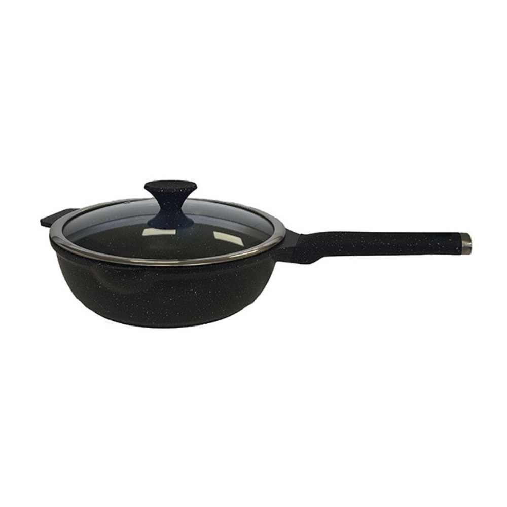5290423869215.jpg TOU - LAMAR BLACK DEEP SAUCEPAN WITH LID 28 CM GRATIN INDUCTION KSSJ28 - Image 1