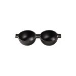 PLATO - WINGS BLACK MATT EARED DOUBLE ROUND DIP BOWL 23 x 8 CM