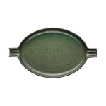 PLATO - WINGS GREEN MATT EARED OVAL PLATE 30 x 17 CM