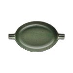 PLATO - WINGS GREEN MATT EARED OVAL DEEP PLATE 26 x 14 CM