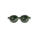 PLATO - WINGS GREEN MATT EARED DOUBLE ROUND DIP BOWL 23 x 8 CM
