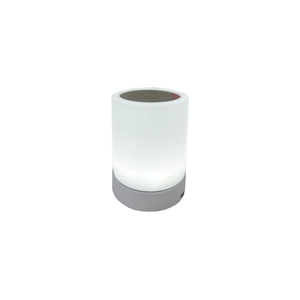 09-802.jpg NOV - TABLE LAMP RECHARGEABLE LOW CYLINDER PLASTIC/ALUMINIUM SILVER MATT 10 x 13 CM / LAMP03 - Image 1