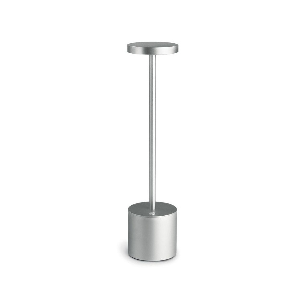 09-804.jpg NOV - TABLE LAMP HIGH SLIM SMALL HEAD RECHARGEABLE METALLIC SILVER MATT 8 x 34 CM / LAMP05 - Image 1
