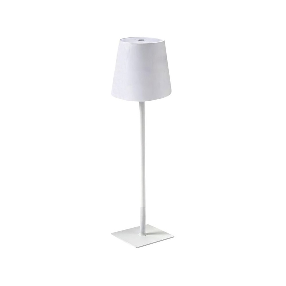 09-809.jpg NOV - TABLE LAMP HIGH CONICAL HEAD RECHARGEABLE METALLIC WHITE MATT 11 x 35 CM / LAMP10 - Image 1