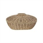 ESPIEL - SYNTHETIC RATTAN OVAL BASKET WITH LID BEIGE 33 x 22 x 15 CM