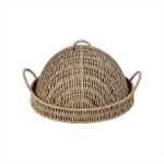 ESPIEL - SYNTHETIC RATTAN ROUND TRAY WITH LID BEIGE 32 x 17 CM