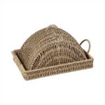 ESPIEL - SYNTHETIC RATTAN RECTANGULAR TRAY WITH LID BEIGE 34 x 24 x 18 CM