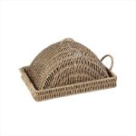 ESPIEL - SYNTHETIC RATTAN RECTANGULAR TRAY WITH LID BEIGE 29 x 19 x 14 CM