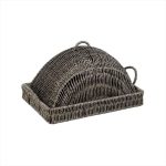 ESPIEL - SYNTHETIC RATTAN RECTANGULAR TRAY WITH LID GREY 34 x 24 x 18 CM