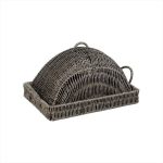 ESPIEL - SYNTHETIC RATTAN RECTANGULAR TRAY WITH LID GREY 29 x 19 x 14 CM
