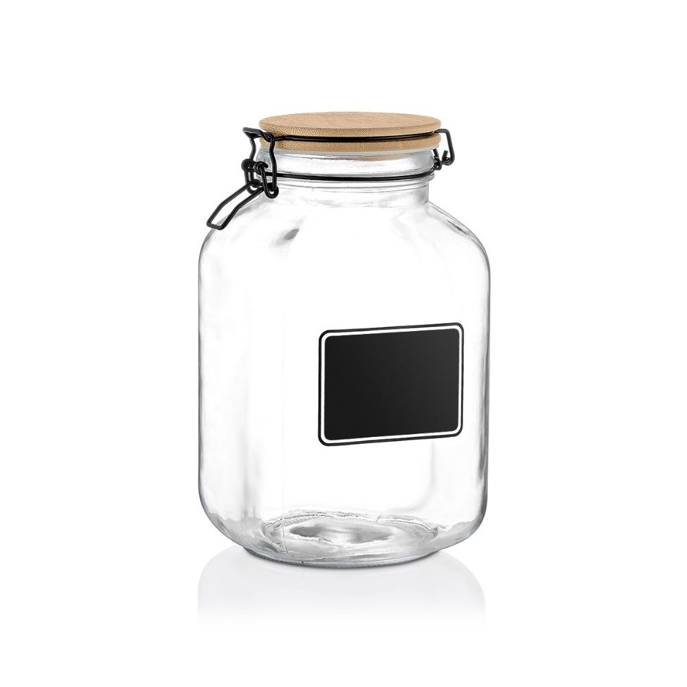 0221300.jpg XM - GLASS JAR WITH WOODEN LID 3 LT - Image 1