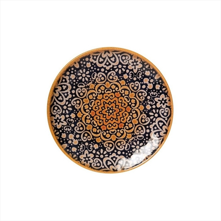 12-421.jpg BNOV - PATTERN MELAMINE PLATE ORANGE/DARK BLUE 20 CM - Image 1