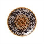 BNOV - PATTERN MELAMINE DINNER PLATE ORANGE/DARK BLUE 25 CM