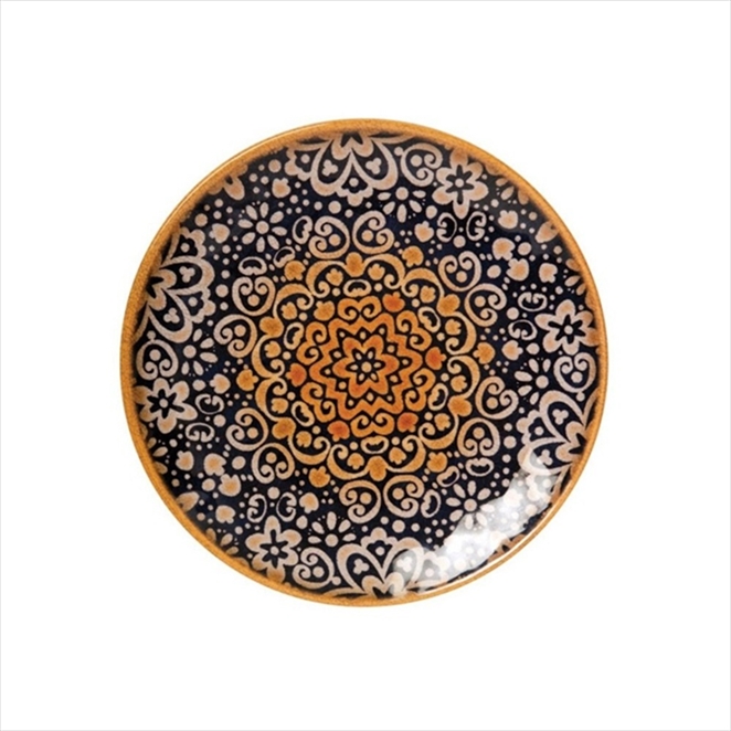 12-423.jpg BNOV - PATTERN MELAMINE DINNER PLATE ORANGE/DARK BLUE 25 CM - Image 1