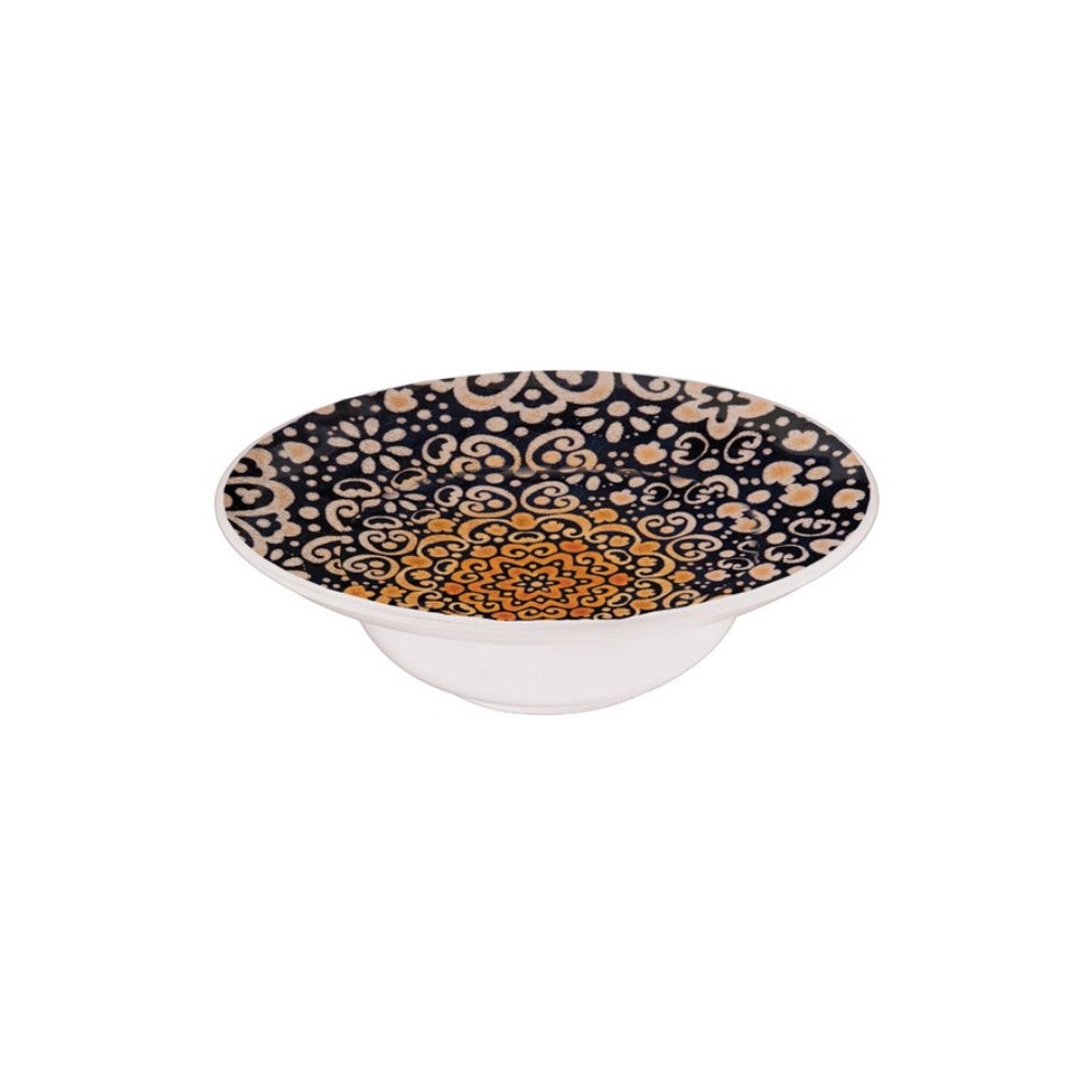 12-425.jpg BNOV - PATTERN MELAMINE PASTA BOWL ORANGE/DARK BLUE 23 CM / 600 ML - Image 1