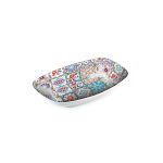BNOV - MULTI-COLOUR SHAPES PARALLELOGRAM MELAMINE PLATTER 27 x 17 x 2.9 CM
