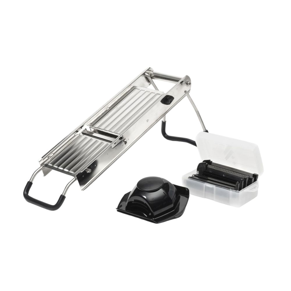 11748.jpg COMAS - MANDOLIN VEGETABLE SLICER ST/ST 18/10 WITH 5 BLADES 39.5 x 12.3 CM - Image 1