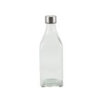KAN - SQUARE GLASS WATER BOTTLE WITH SILVER LID 1 L
