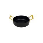 HIT - SERVING PAN BLACK WITH GOLDEN HANDLES 13 x 4 CM