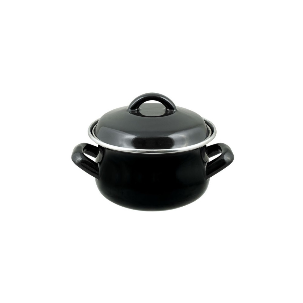 0374004.jpg XM - ENAMEL MINI POT BLACK 12 CM - Image 1