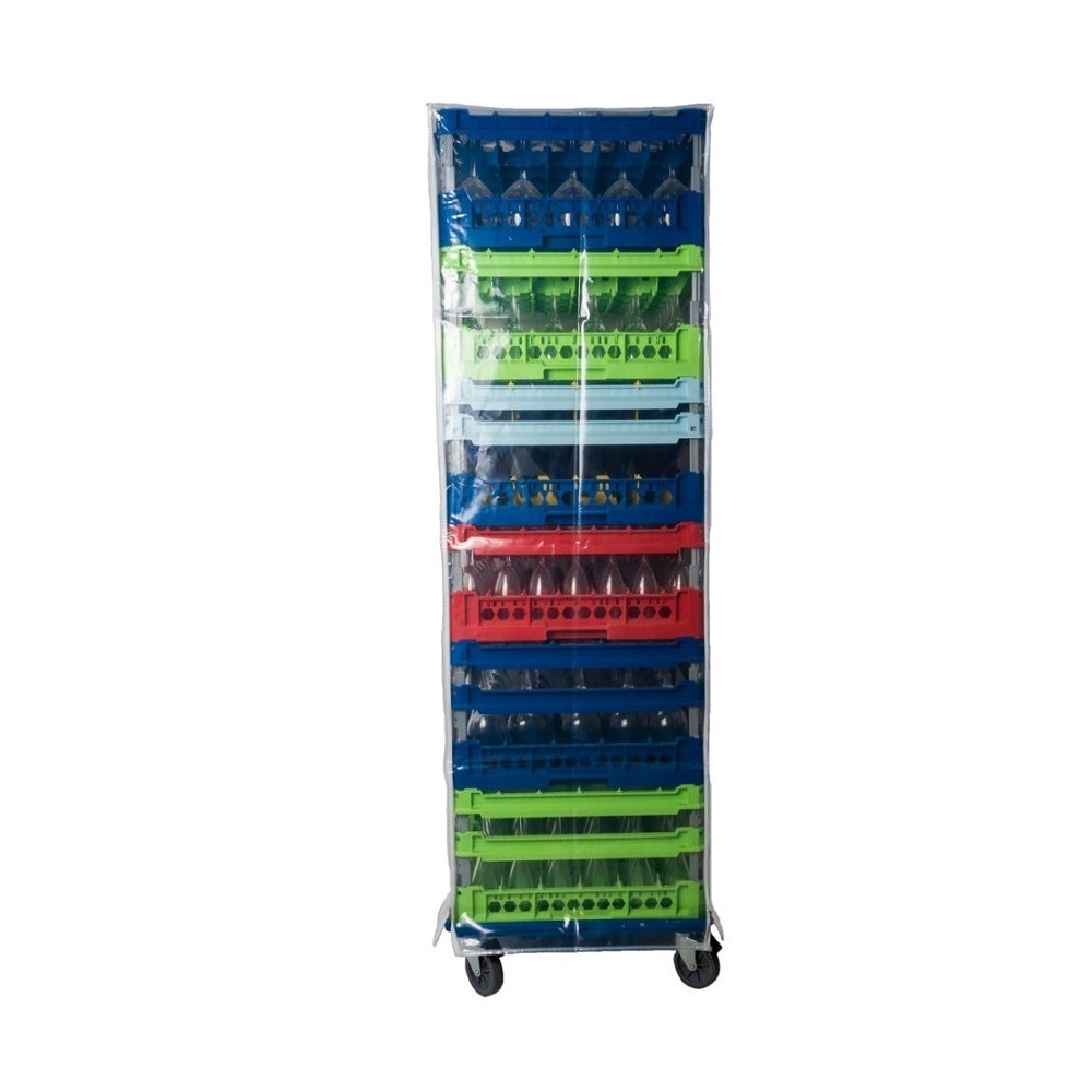 100105.jpg GENUS DEI - PLASTIC RACK COVER WITH TWO ZIPS H: 160 CM FOR GLASSWARE RACKS - Image 1