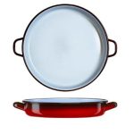 COK - FUENTE RED/WHITE ENAMEL ROUND TRAY 36 CM