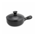 TOPGRES - INDUCTION CERAMIC STONEWARE PAN WITH HANDLE AND LID / ⌀23 x 34 x 9 CM - 2 L / ANTHRACITE
