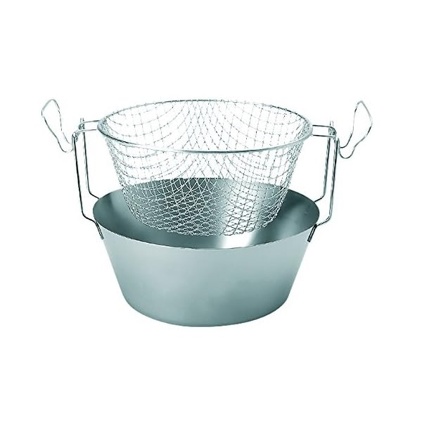 23230.jpg ARTAME - FRYER WITH THERMIC BOTTOM AND MESH BASKET 18/10 ST/ST 30 x 13 CM / 6.7 L - Image 1