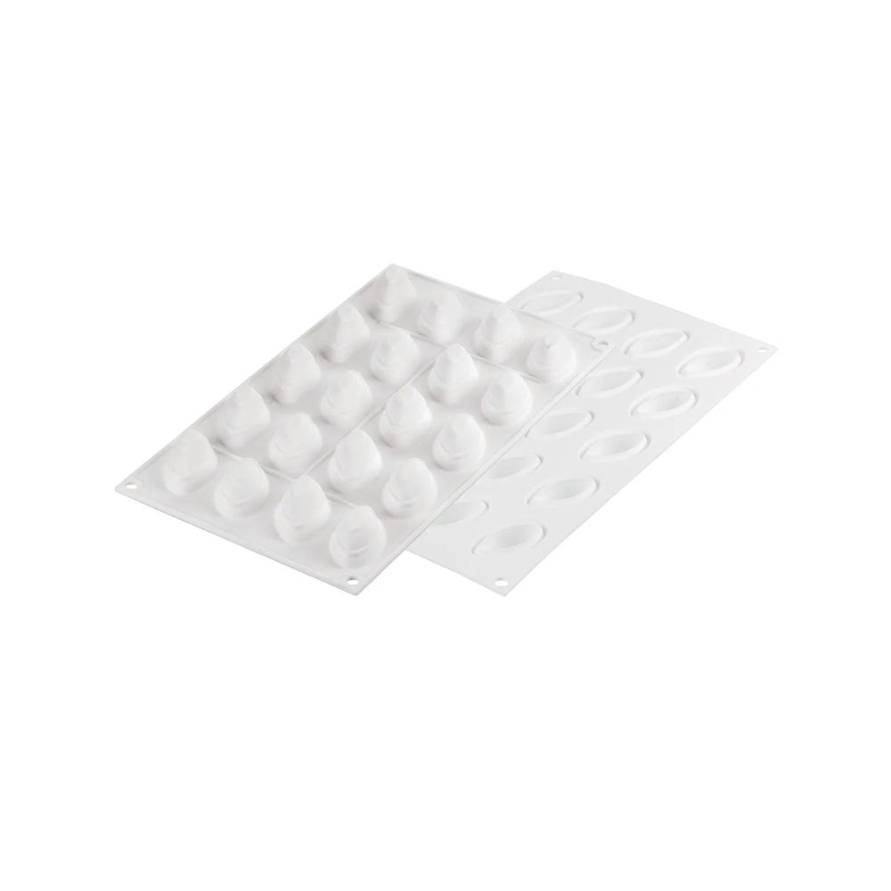 36.325.87.0065.jpg SILIKOMART - QUENELLE 10 SILICONE MOULD WHITE 43 x 21 MM H: 20 MM - Image 1