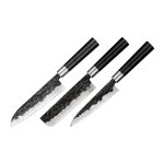 SAMURA - BLACKSMITH SET OF 3 KITCHEN KNIVES - UTILITY/NAKIRI/SANTOKU SBL-0220