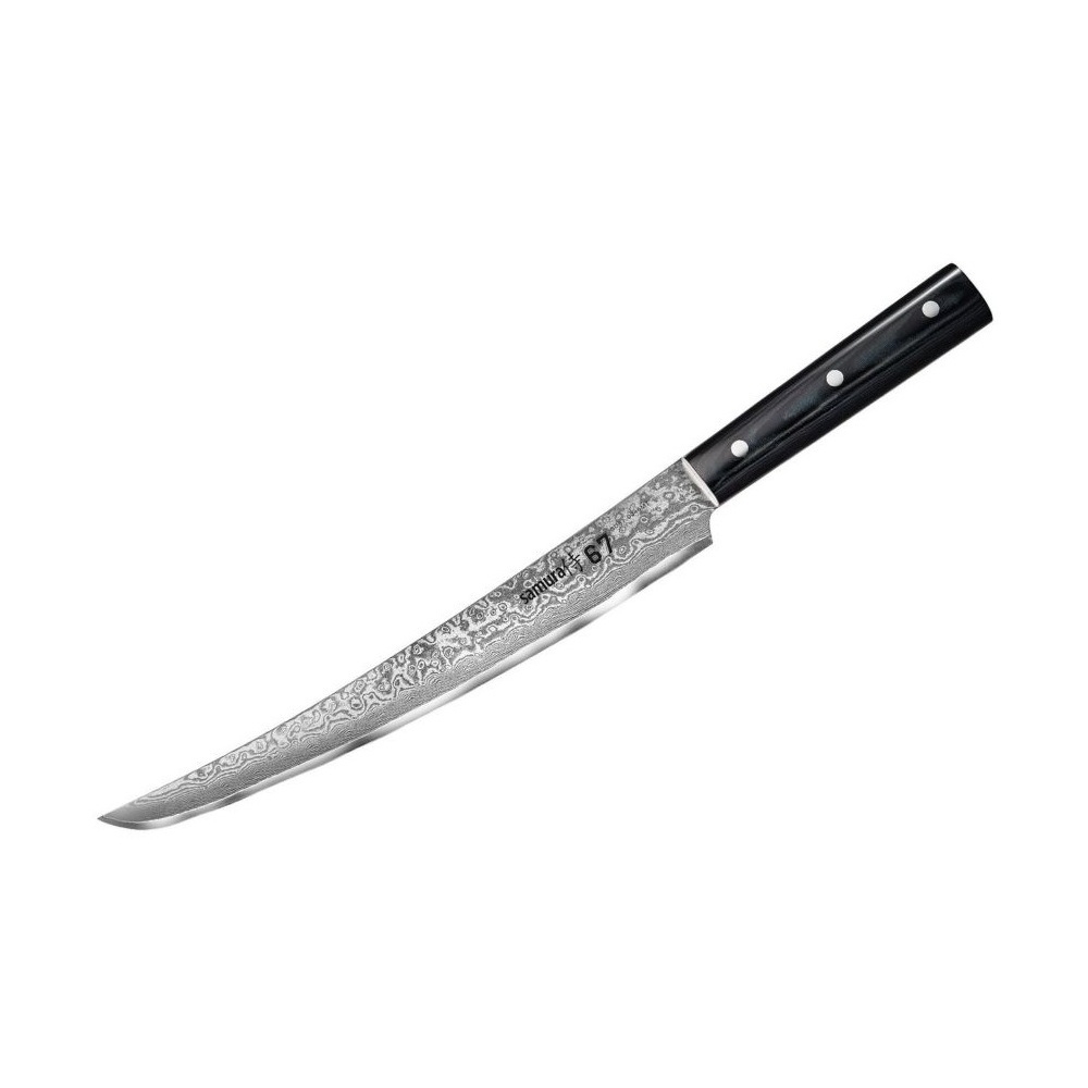 4751029322449.jpg SAMURA - DAMASCUS 67 SLICING TANTO KNIFE 23 CM 61 HRC SD67-0046MT - Image 1