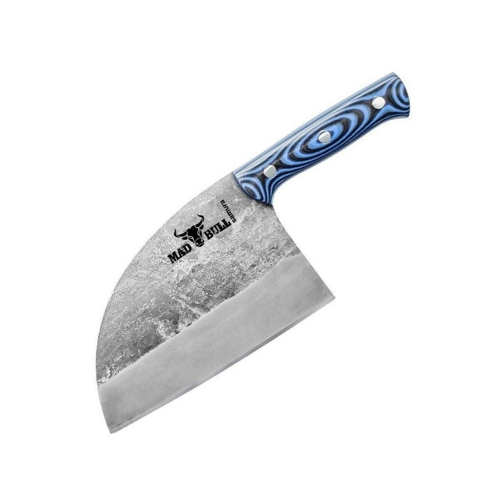 4751029322777.jpg SAMURA - BLUE HANDLE CLEAVER MAD BULL 18 CM 59 HRC SMB-0040 - Image 1