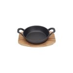 ANKOR - CAST IRON ROUND SERVING PAN 18 CM WITH WOODEN BOARD