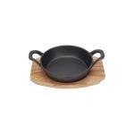 ANKOR - CAST IRON ROUND SERVING PAN 16 CM WITH WOODEN BOARD
