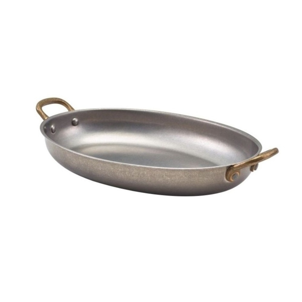 Gtsa Oval Platter Vintage Matt Silver With Bronze Handles 34 X 23 X 4 Cm