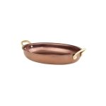 GTSA - OVAL PLATTER MATT COPPER WITH BRONZE HANDLES 19 x 13.5 x 3.3 CM
