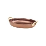 GTSA - OVAL PLATTER MATT COPPER WITH BRONZE HANDLES 21 x 16 x 3.8 CM