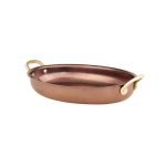 GTSA - OVAL PLATTER MATT COPPER WITH BRONZE HANDLES 34 x 23 x 4 CM
