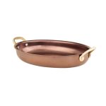 GTSA - OVAL PLATTER MATT COPPER WITH BRONZE HANDLES 37.5 x 26.5 x 4 CM