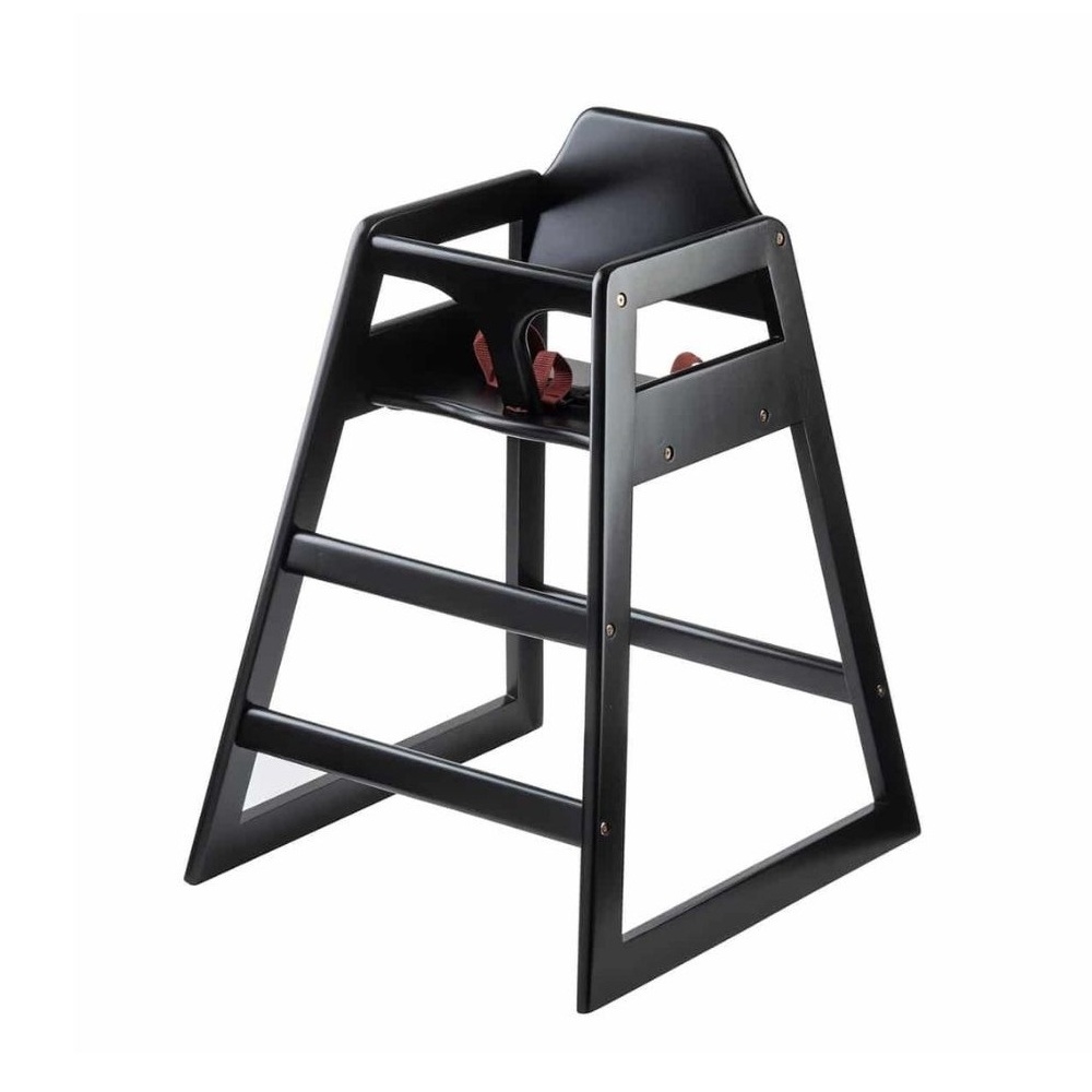 61EU.jpg TC - WOODEN HIGH CHAIR BLACK 51 x 51 x 73.5 CM - Image 1