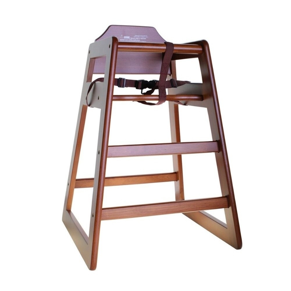66EU.jpg TC - WOODEN HIGH CHAIR WALNUT 51 x 51 x 73.5 CM - Image 1