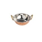TC - LINED KADAI DISH HAMMERED COPPER WITH HANDLES 15 CM / 890 ML