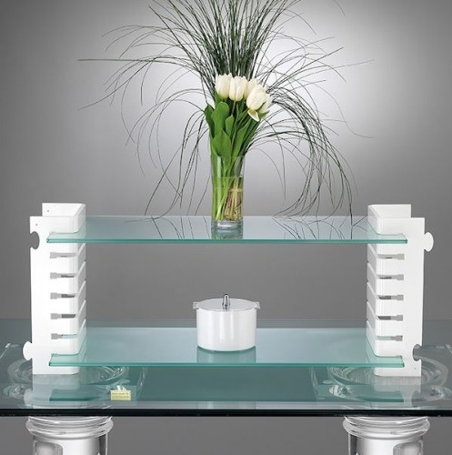 APZ50-02-WH.jpg GB - PUZZLE STARTER KIT 1 COLUMN 95 x 25 x 40 CM WHITE + SATINE GLASS - Image 1
