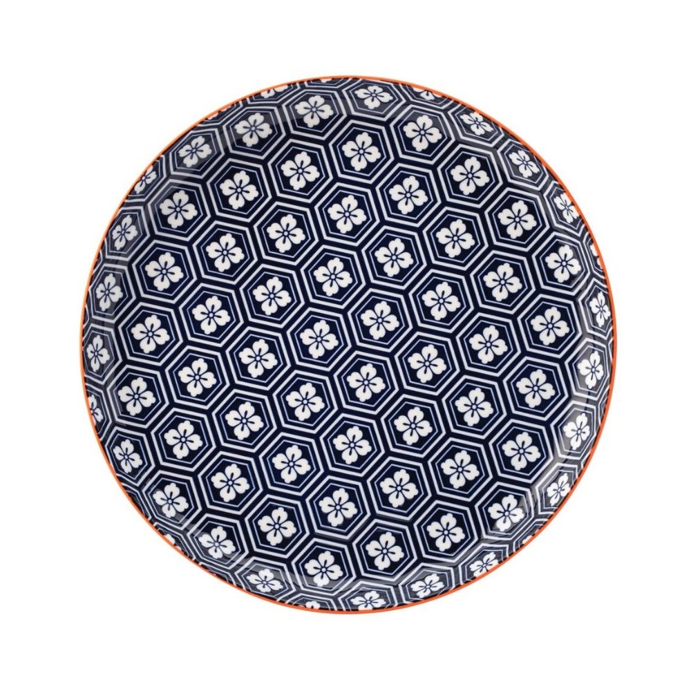 CT1065.jpg UTOPIA - CADIZ BLUE AND ORANGE PLATE 27 CM *Chipping Guarantee - Image 1