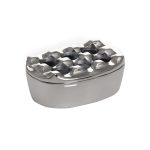 ESPIEL - SILVER WINDPROOF ALUMINUM ASHTRAY OVAL 11 x 8 x 4.5 CM