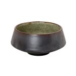 *DISCONTINUED - ESPIEL - PEBBLE GREEN/BLACK CONICAL BOWL 20.5 x 10 CM